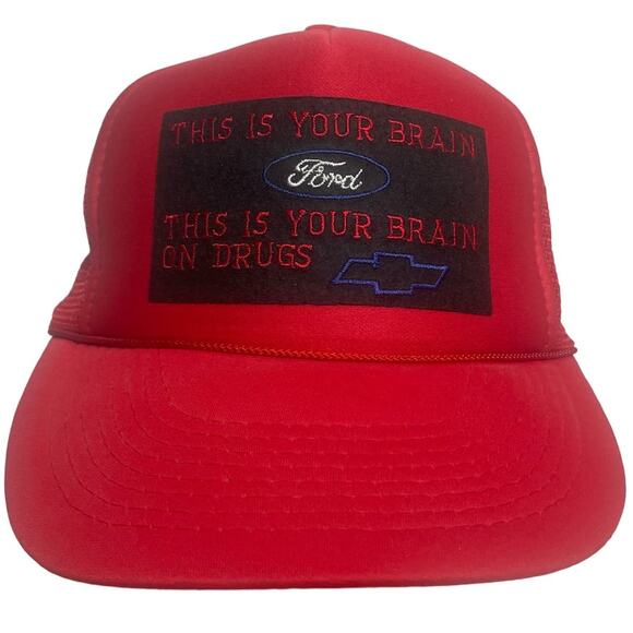 Gold Medal Other - VTG SNAP-BACK HAT -THIS IS YOUR BRAIN (FORD) THIS IS YOUR BRAIN ON DRUGS (CHEVY)